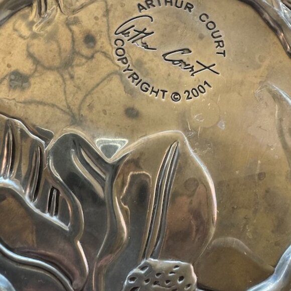 Arthur Court Vintage Aluminum Magnolia 8" Cheese Appetizer Serving Plate #06 - Picture 6 of 9